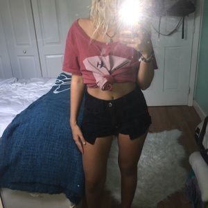 American Eagle Black High-Waisted Ripped Shorts